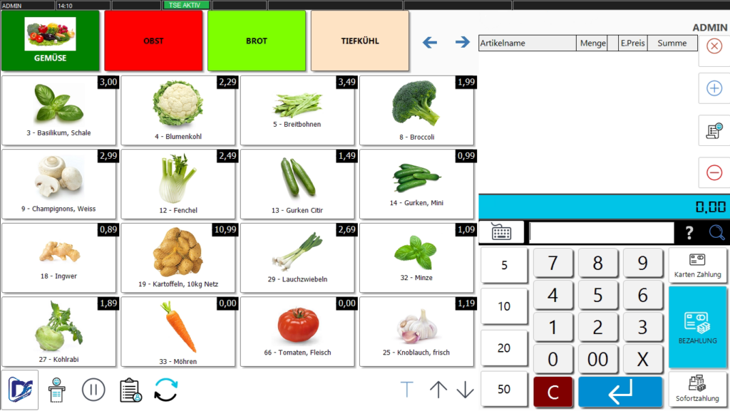 Kassensoftware mit Produktbildern